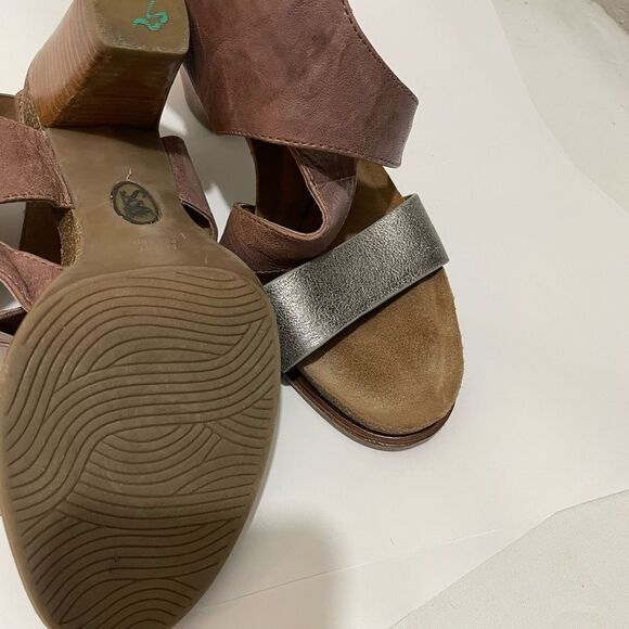 SOFFT Christine Platform Stacked Heel Leather Sandals Beta Gray Anthracite Sz 9 - Picture 12 of 14